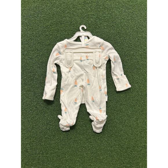 Carters (Boys 3M) Carrot Pajama Pants Shirt Set w/ Bunny Rabbit Feet Easter NWT - Picture 4 of 5